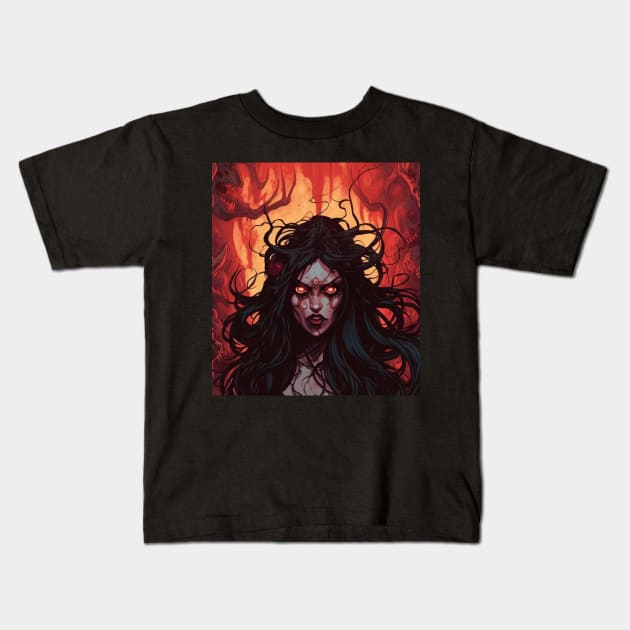 Lilith Demon Witch Kids T-Shirt by Nightarcade